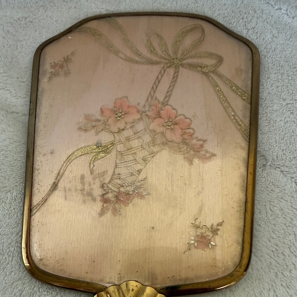 Beautiful Vintage Gold and Floral Hand Mirror 🪞 - Picture 4 of 6